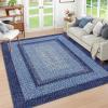 Garvee 9×12 Living Room Rug Large Washable Braided Rug Non Slip Accent Carpet Braided Print Carpet Indoor Rustic Area Rug Border Carpet for Bedroom Home Decor (Navy)