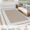 Garvee 9×12 Outdoor Rug for Patio Plastic Straw Rug Waterproof Reversible Mat Lightweight Foldable Carpet Easy Clean Large Rugs for Patio Porch Backyard Camping RV Beach Balcony Deck Panel Black Blue(Panel Grey Brown)