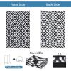Garvee 9×12 Outdoor Rug for Patio Plastic Straw Rug Waterproof Reversible Mat Lightweight Foldable Carpet Easy Clean Large Rugs for Patio Porch Backyard Camping RV Beach Balcony Deck Panel Black Blue(Square White)