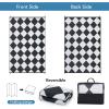 Garvee 9×12 Outdoor Rug for Patio Plastic Straw Rug Waterproof Reversible Mat Lightweight Foldable Carpet Easy Clean Large Rugs for Patio Porch Backyard Camping RV Beach Balcony Deck Panel Black Blue(Checkered White)