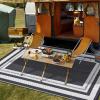 Garvee 9×12 Outdoor Rug for Patio Plastic Straw Rug Waterproof Reversible Mat Lightweight Foldable Carpet Easy Clean Large Rugs for Patio Porch Backyard Camping RV Beach Balcony Deck Panel Black Blue(Panel Grey)