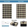Garvee 9×12 Outdoor Rug for Patio Plastic Straw Rug Waterproof Reversible Mat Lightweight Foldable Carpet Easy Clean Large Rugs for Patio Porch Backyard Camping RV Beach Balcony Deck Panel Black Blue(Checkered Beige)