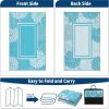 Garvee 9×12 Outdoor Rug for Patio Plastic Straw Rug Waterproof Reversible Mat Lightweight Foldable Carpet Easy Clean Large Rugs for Patio Porch Backyard Camping RV Beach Balcony Deck Panel Black Blue(Floral Blue)