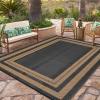 Garvee 9×12 Outdoor Rug for Patio Plastic Straw Rug Waterproof Reversible Mat Lightweight Foldable Carpet Easy Clean Large Rugs for Patio Porch Backyard Camping RV Beach Balcony Deck Panel Black Blue(Panel Brown)