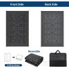 Garvee 9×12 Outdoor Rug for Patio Plastic Straw Rug Waterproof Reversible Mat Lightweight Foldable Carpet Easy Clean Large Rugs for Patio Porch Backyard Camping RV Beach Balcony Deck Panel Black Blue(Vintage Black)