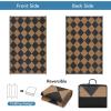 Garvee 9×12 Outdoor Rug for Patio Plastic Straw Rug Waterproof Reversible Mat Lightweight Foldable Carpet Easy Clean Large Rugs for Patio Porch Backyard Camping RV Beach Balcony Deck Panel Black Blue(Checkered Brown)