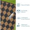 Garvee 9×12 Outdoor Rug for Patio Plastic Straw Rug Waterproof Reversible Mat Lightweight Foldable Carpet Easy Clean Large Rugs for Patio Porch Backyard Camping RV Beach Balcony Deck Panel Black Blue(Checkered Brown)