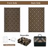 Garvee 9×12 Outdoor Rug for Patio Plastic Straw Rug Waterproof Reversible Mat Lightweight Foldable Carpet Easy Clean Large Rugs for Patio Porch Backyard Camping RV Beach Balcony Deck Panel Black Blue(Square Brown)