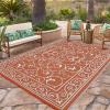 Garvee 9×12 Outdoor Rug for Patio Plastic Straw Rug Waterproof Reversible Mat Lightweight Foldable Carpet Easy Clean Large Rugs for Patio Porch Backyard Camping RV Beach Balcony Deck Panel Black Blue(Vintage Orange)