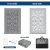Garvee 9×12 Outdoor Rug for Patio Plastic Straw Rug Waterproof Reversible Mat Lightweight Foldable Carpet Easy Clean Large Rugs for Patio Porch Backyard Camping RV Beach Balcony Deck Panel Black Blue(Vintage Grey)