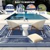 Garvee 9×12 Outdoor Rug for Patio Plastic Straw Rug Waterproof Reversible Mat Lightweight Foldable Carpet Easy Clean Large Rugs for Patio Porch Backyard Camping RV Beach Balcony Deck Panel Black Blue(Leaf Navy)