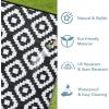 Garvee 9×12 Outdoor Rug for Patio Plastic Straw Rug Waterproof Reversible Mat Lightweight Foldable Carpet Easy Clean Large Rugs for Patio Porch Backyard Camping RV Beach Balcony Deck Panel Black Blue(Square White)