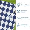 Garvee 9×12 Outdoor Rug for Patio Plastic Straw Rug Waterproof Reversible Mat Lightweight Foldable Carpet Easy Clean Large Rugs for Patio Porch Backyard Camping RV Beach Balcony Deck Panel Black Blue(Checkered Navy)