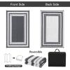 Garvee 9×12 Outdoor Rug for Patio Plastic Straw Rug Waterproof Reversible Mat Lightweight Foldable Carpet Easy Clean Large Rugs for Patio Porch Backyard Camping RV Beach Balcony Deck Panel Black Blue(Panel Grey)