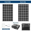Garvee 9×12 Outdoor Rug for Patio Plastic Straw Rug Waterproof Reversible Mat Lightweight Foldable Carpet Easy Clean Large Rugs for Patio Porch Backyard Camping RV Beach Balcony Deck Panel Black Blue(Checkered Black)
