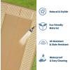 Garvee 9×12 Outdoor Rug for Patio Plastic Straw Rug Waterproof Reversible Mat Lightweight Foldable Carpet Easy Clean Large Rugs for Patio Porch Backyard Camping RV Beach Balcony Deck Panel Black Blue(Border Beige)