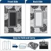 Garvee 9×12 Outdoor Rug for Patio Plastic Straw Rug Waterproof Reversible Mat Lightweight Foldable Carpet Easy Clean Large Rugs for Patio Porch Backyard Camping RV Beach Balcony Deck Panel Black Blue(Floral White)