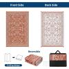 Garvee 9×12 Outdoor Rug for Patio Plastic Straw Rug Waterproof Reversible Mat Lightweight Foldable Carpet Easy Clean Large Rugs for Patio Porch Backyard Camping RV Beach Balcony Deck Panel Black Blue(Vintage Orange)