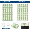 Garvee 9×12 Outdoor Rug for Patio Plastic Straw Rug Waterproof Reversible Mat Lightweight Foldable Carpet Easy Clean Large Rugs for Patio Porch Backyard Camping RV Beach Balcony Deck Panel Black Blue(Checkered Green)