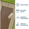 Garvee 9×12 Outdoor Rug for Patio Plastic Straw Rug Waterproof Reversible Mat Lightweight Foldable Carpet Easy Clean Large Rugs for Patio Porch Backyard Camping RV Beach Balcony Deck Panel Black Blue(Border Brown)