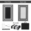 Garvee 9×12 Outdoor Rug for Patio Plastic Straw Rug Waterproof Reversible Mat Lightweight Foldable Carpet Easy Clean Large Rugs for Patio Porch Backyard Camping RV Beach Balcony Deck Panel Black Blue(Panel White)