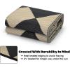 Garvee 9×12 Outdoor Rug for Patio Plastic Straw Rug Waterproof Reversible Mat Lightweight Foldable Carpet Easy Clean Large Rugs for Patio Porch Backyard Camping RV Beach Balcony Deck Panel Black Blue(Checkered Beige)
