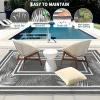 Garvee 9×12 Outdoor Rug for Patio Plastic Straw Rug Waterproof Reversible Mat Lightweight Foldable Carpet Easy Clean Large Rugs for Patio Porch Backyard Camping RV Beach Balcony Deck Panel Black Blue(Leaf Grey)