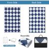 Garvee 9×12 Outdoor Rug for Patio Plastic Straw Rug Waterproof Reversible Mat Lightweight Foldable Carpet Easy Clean Large Rugs for Patio Porch Backyard Camping RV Beach Balcony Deck Panel Black Blue(Checkered Navy)
