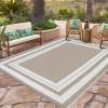 Garvee 9×12 Outdoor Rug for Patio Plastic Straw Rug Waterproof Reversible Mat Lightweight Foldable Carpet Easy Clean Large Rugs for Patio Porch Backyard Camping RV Beach Balcony Deck Panel Black Blue(Panel Grey Brown)