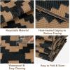 Garvee 9×12 Outdoor Rug for Patio Plastic Straw Rug Waterproof Reversible Mat Lightweight Foldable Carpet Easy Clean Large Rugs for Patio Porch Backyard Camping RV Beach Balcony Deck Panel Black Blue(Square Brown)