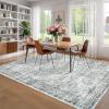 Garvee 9×12 Washable Area Rug – Boho Vintage Distressed Non-Slip Low-Pile Carpet, Soft Non-Shedding Indoor Rug for Living Room Bedroom Farmhouse Classroom PlayroomBlue Brown