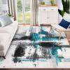 Garvee 9×12 ft Area Rugs for Living Room, Washable Abstract Non-Slip Large Rug Stain Resistant Carpet, Low Pile Soft Indoor Rug for Bedroom, Dining Room/Nursery/Kitchen/Home Office（Black Gold(Black Blue)