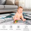 Garvee 9×12 ft Area Rugs for Living Room, Washable Abstract Non-Slip Large Rug Stain Resistant Carpet, Low Pile Soft Indoor Rug for Bedroom, Dining Room/Nursery/Kitchen/Home Office（Black Gold(Blue)