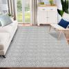 Garvee 9×12 ft Printed Area Rug with Braided-Look Texture,Large Soft Machine Washable Rugs,Boho Easy Clean Inside Mat,Non-Slip Indoor Carpet for Living Room,Bedroom & Durable Home Decor(Antique Blue(Grey)