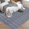 Garvee 9×12 ft Printed Area Rug with Braided-Look Texture,Large Soft Machine Washable Rugs,Boho Easy Clean Inside Mat,Non-Slip Indoor Carpet for Living Room,Bedroom & Durable Home Decor(Antique Blue(Blue)