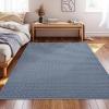 Garvee 9×12 ft Realistic Braided Area Rug, Stain Resistant Machine Washable Non-Shedding Modern Abstract Rug, Soft Thin Indoor Non Slip Carpet for Bedroom/Dining Room,/KIds Play Room/Home Office(Blue)(Blue)