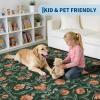 Garvee Area Rug 5×7, Floral Modern Washable Rugs, Non-Slip Low-Pile Soft Floor Carpet for Bedroom, Living Room, Dining Room, Green(Green)