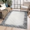 Garvee Area Rug 6×9 Large Area Rug for Living Room, Modern Bordered Machine Washable Rug Stain Resistant Non-Slip Accent Rug Carpet Minimalist Border Floor Cover for Home Decor, Grey