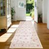 Garvee Area Rug 8×10 Living Room Rugs, Washable Vintage Floral Print Non Slip Bedroom Rug, Low Pile Ultra Thin Stain Resistant Under Table Carpet for Dining Room Office, Dark Grey(Bordered Floral|beige Pink)