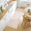 Garvee Area Rug 8×10 Living Room Rugs, Washable Vintage Floral Print Non Slip Bedroom Rug, Low Pile Ultra Thin Stain Resistant Under Table Carpet for Dining Room Office, Dark Grey(Bordered Floral|beige Pink)