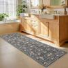 Garvee Area Rug 8×10 Living Room Rugs, Washable Vintage Floral Print Non Slip Bedroom Rug, Low Pile Ultra Thin Stain Resistant Under Table Carpet for Dining Room Office, Dark Grey(Bordered Floral|dark Grey)