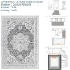 Garvee Boho Area Rug for Living Room, 5×7 Washable Low Pile Rug with Non-Slip Backing, Vintage Floral Rugs for Living Room, Bedroom, Dining Room, Light Blue(Grey)