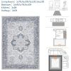 Garvee Boho Area Rug for Living Room, 5×7 Washable Low Pile Rug with Non-Slip Backing, Vintage Floral Rugs for Living Room, Bedroom, Dining Room, Light Blue(Light Blue)