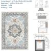 Garvee Boho Area Rug for Living Room, 5×7 Washable Low Pile Rug with Non-Slip Backing, Vintage Floral Rugs for Living Room, Bedroom, Dining Room, Light Blue(Blue)