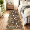 Garvee Cat Area Rug Living Room 5×7 Rugs for Kids Room, Modern Floral Animal Print Throw Rugs Washbale, Non Slip Non Shedding Farmhouse Carpet Stain Resistant Soft Mats for Bedroom, Dining Room, Black(Cat|brown)