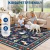 Garvee Cat Area Rug Living Room 5×7 Rugs for Kids Room, Modern Floral Animal Print Throw Rugs Washbale, Non Slip Non Shedding Farmhouse Carpet Stain Resistant Soft Mats for Bedroom, Dining Room, Black(Cat|blue)