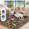 Garvee Cat Area Rug Living Room 5×7 Rugs for Kids Room, Modern Floral Animal Print Throw Rugs Washbale, Non Slip Non Shedding Farmhouse Carpet Stain Resistant Soft Mats for Bedroom, Dining Room, Black(Cat|brown)