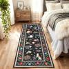 Garvee Cat Area Rug Living Room 5×7 Rugs for Kids Room, Modern Floral Animal Print Throw Rugs Washbale, Non Slip Non Shedding Farmhouse Carpet Stain Resistant Soft Mats for Bedroom, Dining Room, Black(Cat|black)