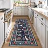 Garvee Cat Area Rug Living Room 5×7 Rugs for Kids Room, Modern Floral Animal Print Throw Rugs Washbale, Non Slip Non Shedding Farmhouse Carpet Stain Resistant Soft Mats for Bedroom, Dining Room, Black(Cat|blue)