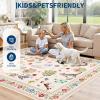 Garvee Cat Area Rug Living Room 5×7 Rugs for Kids Room, Modern Floral Animal Print Throw Rugs Washbale, Non Slip Non Shedding Farmhouse Carpet Stain Resistant Soft Mats for Bedroom, Dining Room, Black(Cat|beige)